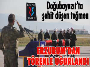 Doğubayazıtta şehit düşen teğmen, Erzurumdan törenle uğurlandı