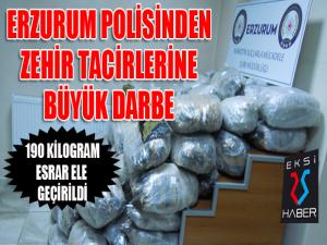 Erzurumda 190 kilogram esrar ele geçirildi