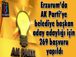 Erzurumda AK Partiye belediye başkan aday adaylığı için 269 başvuru yapıldı