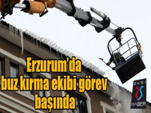 Erzurumda buz kırma ekibi görev başında 