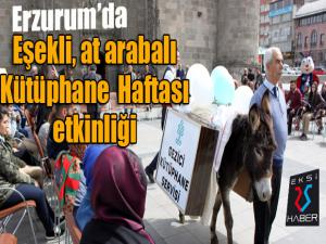  Erzurumda eşekli, at arabalı Kütüphane Haftası etkinliği 