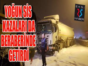 Erzurumda etkili olan sis trafik kazalarına neden oldu 