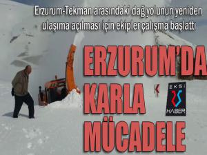 Erzurum'da karla mücadele...
