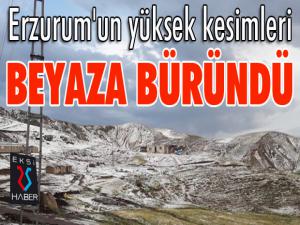 Erzurum'un yüksek kesimleri beyaza büründü