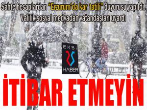 Erzurum Valiliği'nden sahte hesap uyarısı: İtibar etmeyin...