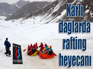 Karlı dağlarda rafting heyecanı