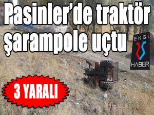 Pasinlerde traktör şarampole uçtu: 3 yaralı