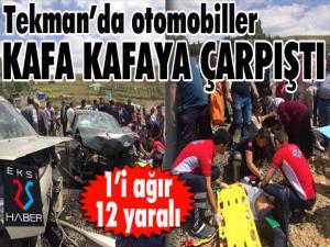 Tekmanda otomobiller kafa kafaya çarpıştı: 12 yaralı