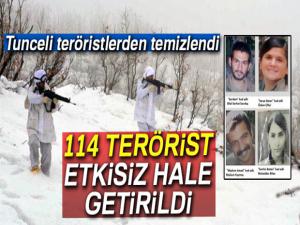 Tunceli teröristlerden temizlendi: 114 terörist etkisiz hale getirildi
