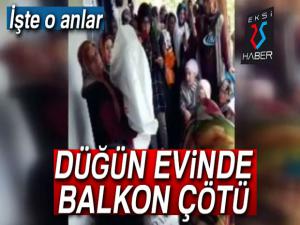 Vatandaşların ağırlığına dayanamayan ahşap balkon çöktü