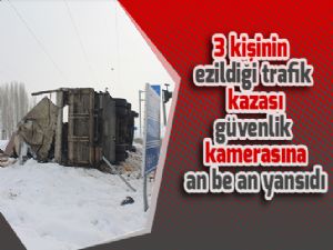 3 kişinin ezildiği trafik kazası güvenlik kamerasına an be an yansıdı