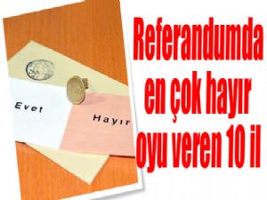 Referandumda en çok hayır oyu veren 10 il