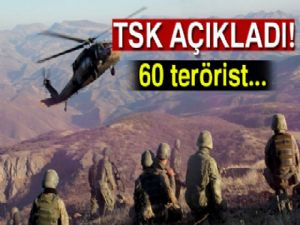 TSK: 'Bir hafta içerisinde 60 terörist etkisiz hale getirildi'