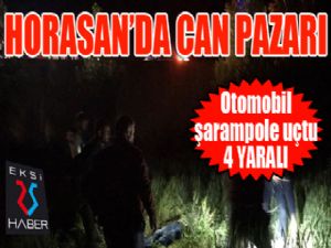 Horasan'da 4 kişinin yaralandığı trafik kazasında can pazarı yaşandı