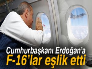 Cumhurbaşkanı Erdoğan'a F-16'lar eşlik etti
