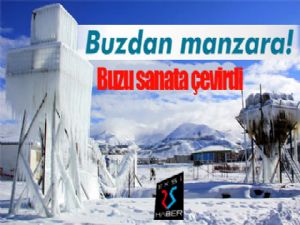 Erzurum'da buzdan manzaralar