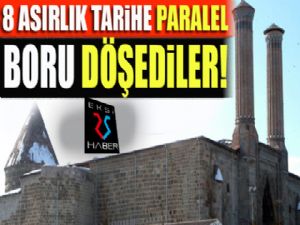 Erzurum'da 8 asırlık Çifte Minareler'e 'Paralel Boru' döşediler