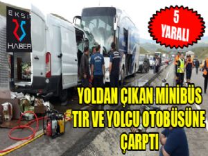 Yolcu minibüsü yoldan çıktı: 5 yaralı...