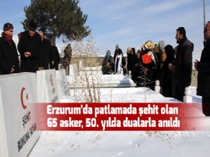  Erzurum'da patlamada şehit olan 65 asker, 50. yılda dualarla anıldı
