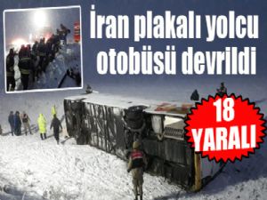 İran plakalı yolcu otobüsü devrildi: 18 yaralı