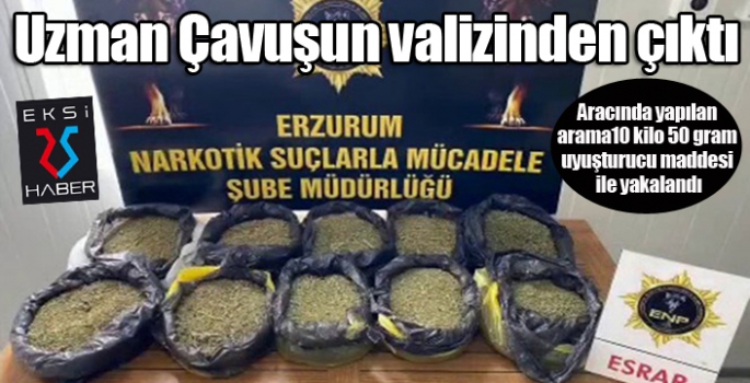 İzne çıkan uzman çavuş valiz içine sakladığı 10 kilo 50 gram uyuşturucu maddesi ile yakalandı