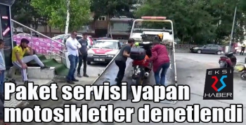 Paket servisi yapan motosikletler denetlendi