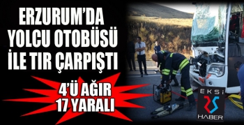  Yolcu otobüsü ile tır çarpıştı: 17 yaralı