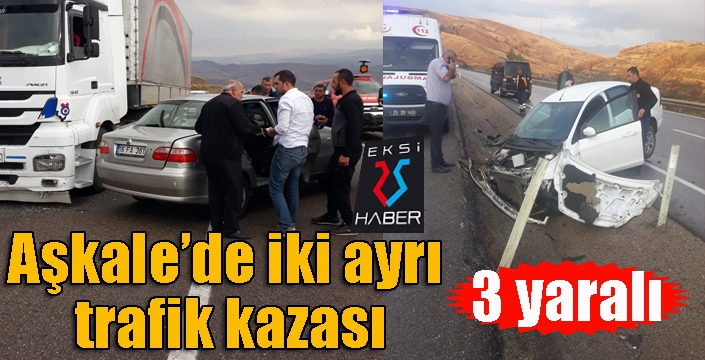 Aşkale’de iki ayrı trafik kazası: 3 yaralı