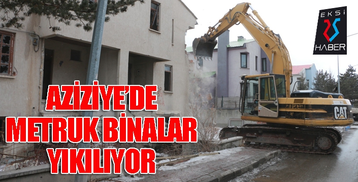 Aziziye'de kar kış demeden yıkım çalışması yapılıyor