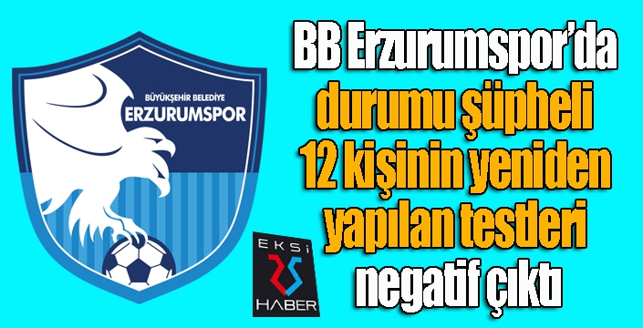 BB Erzurumspor’da durumu şüpheli 12 kişinin yeniden yapılan testleri negatif çıktı