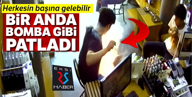 Cep telefonu bataryası bomba gibi patladı !