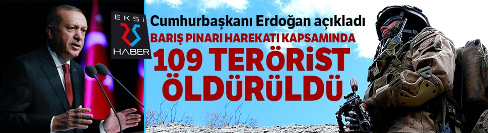 Cumhurbaşkanı Erdoğan: 'Barış Pınarı Harekatı kapsamında 109 terörist öldürüldü'