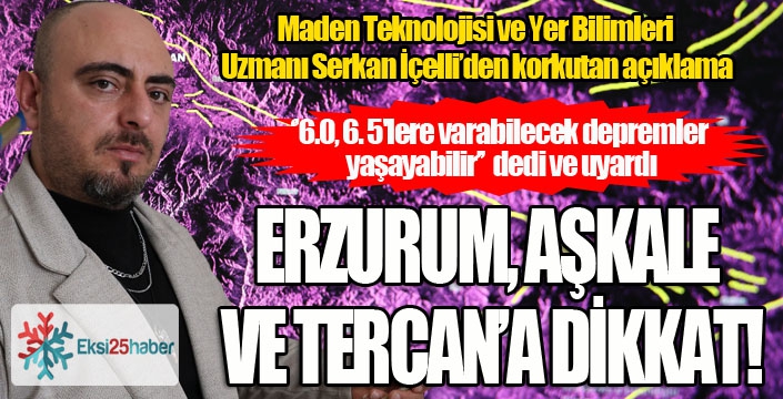 Deprem bekliyorum dedi ve uyardı; Erzurum, Aşkale ve Tercan'a dikkat!