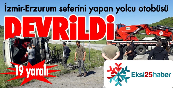 Erzincan’da yolcu otobüsü devrildi: 19 yaralı