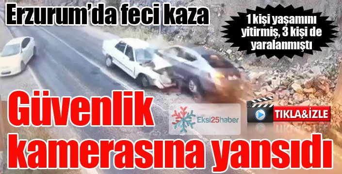 Erzurum'da feci kaza... Güvenlik kamerasına yansıdı...