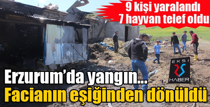 Erzurum'da feci yangın: 9 kişi yaralandı, 7 hayvan telef oldu