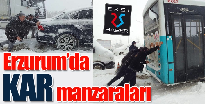 Erzurum'da kar manzaraları...