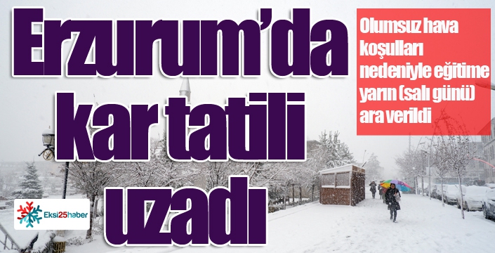 Erzurum'da kar tatili bir gün daha uzadı...