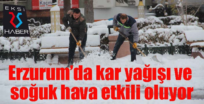 Erzurum’da kar yağışı ve soğuk hava etkili oluyor