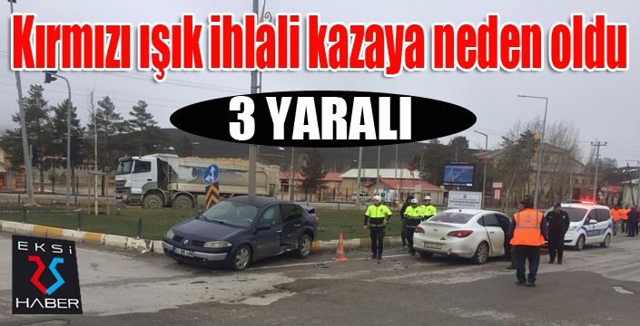 Erzurum'da Kırmızı ışık ihlali kazaya neden oldu