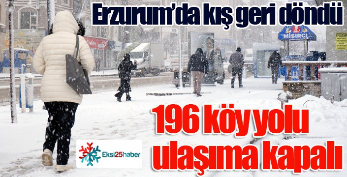 Erzurum’da kış geri döndü, 196 köy yolu kapalı