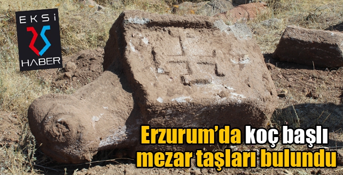 Erzurum’da koç başlı mezar taşları bulundu
