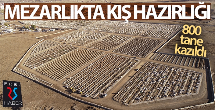 Erzurum'da mezarlıkta kış hazırlığı