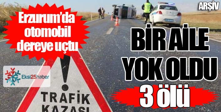 Erzurum'da otomobil dereye uçtu: 3 ölü...