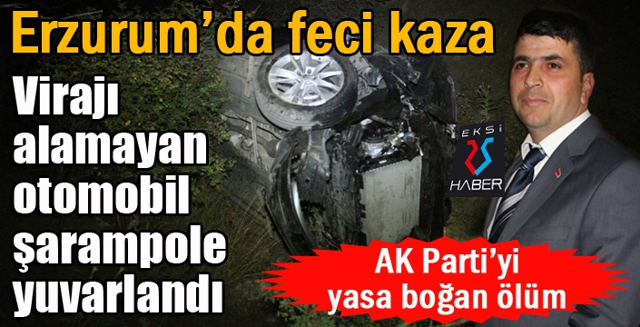 Erzurum'da Virajı alamayan otomobil şarampole yuvarlandı: 1 ölü