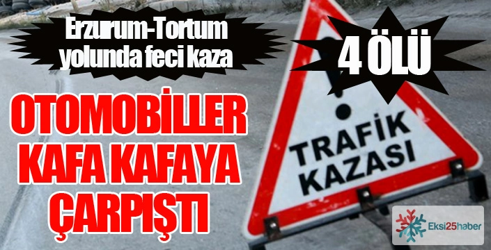 Erzurum-Tortum yolunda feci kaza... 4 kişi can verdi...