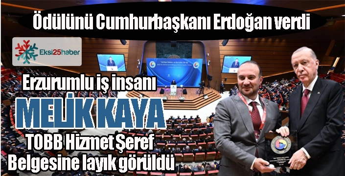 Erzurumlu İş insanı Kaya'ya hizmet şeref belgesi