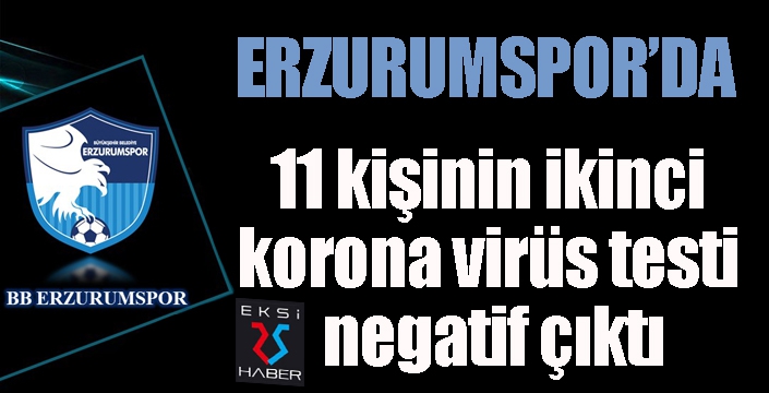 Erzurumspor’da 11 kişinin ikinci korona virüs testi negatif çıktı