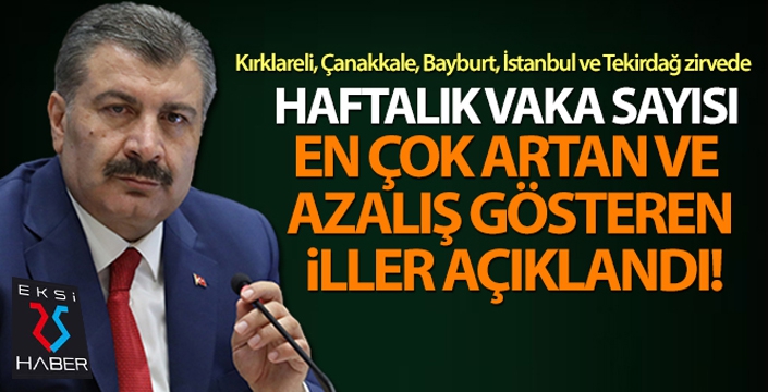 Haftalık vaka sayısı en çok artış ve azalış gösteren iller açıklandı!