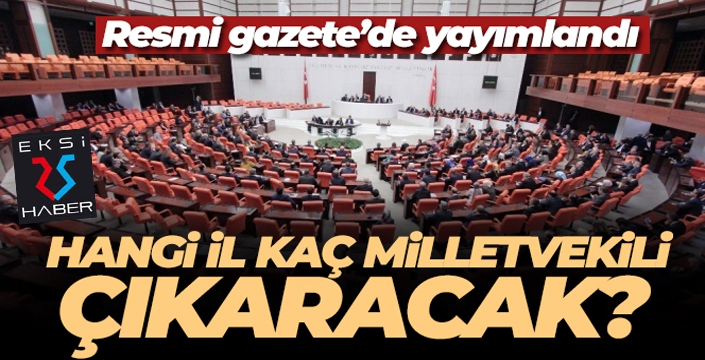 Hangi il kaç milletvekili çıkaracak? Resmi Gazete'de yayımlandı!